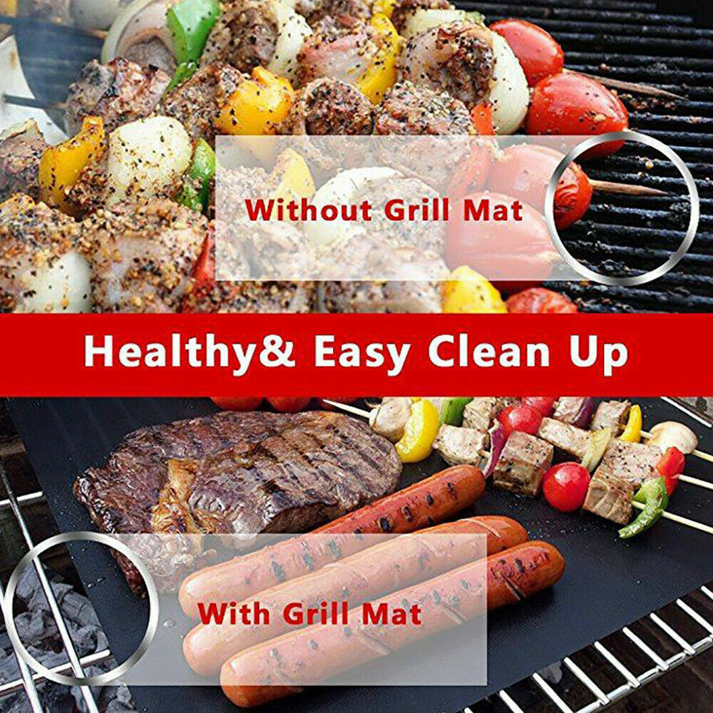 BBQ Grill Mat Reusable Bake Sheet Resistant Teflon Meat Barbecue Non-Stick Party