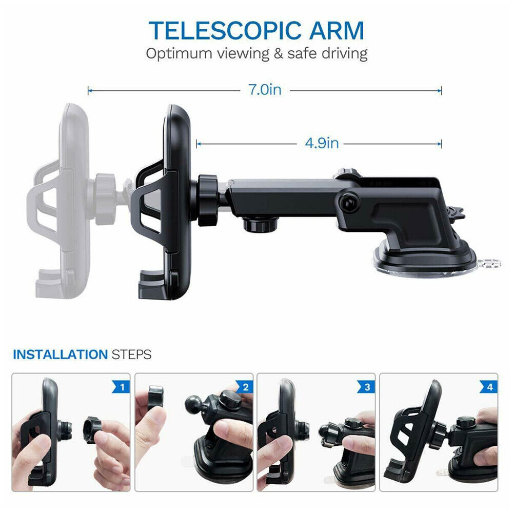 Universal 360° Windshield Mount Car Holder Cradle Long Neck
