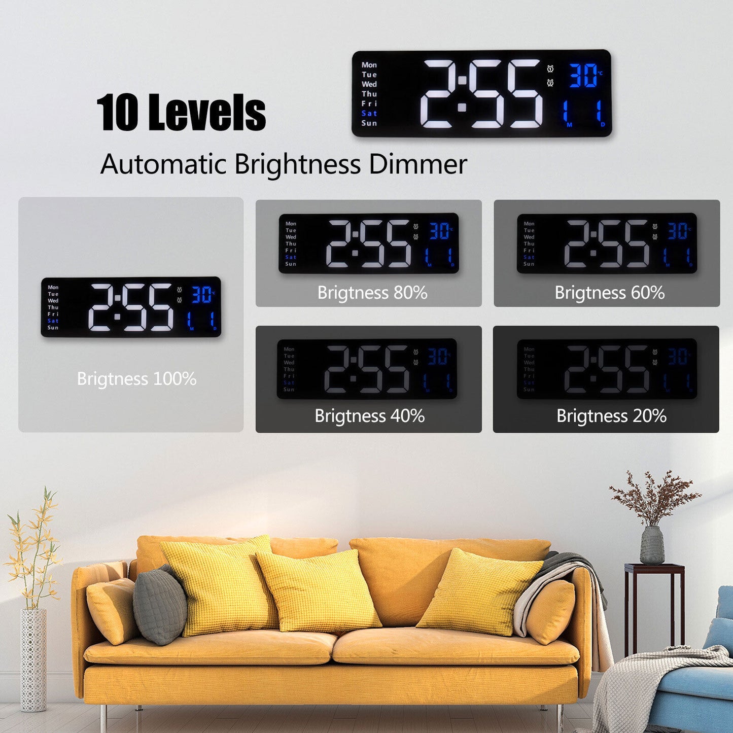 LED Large Big Jumbo Wall Desk Clock Digital Display With Calendar Temperature AU