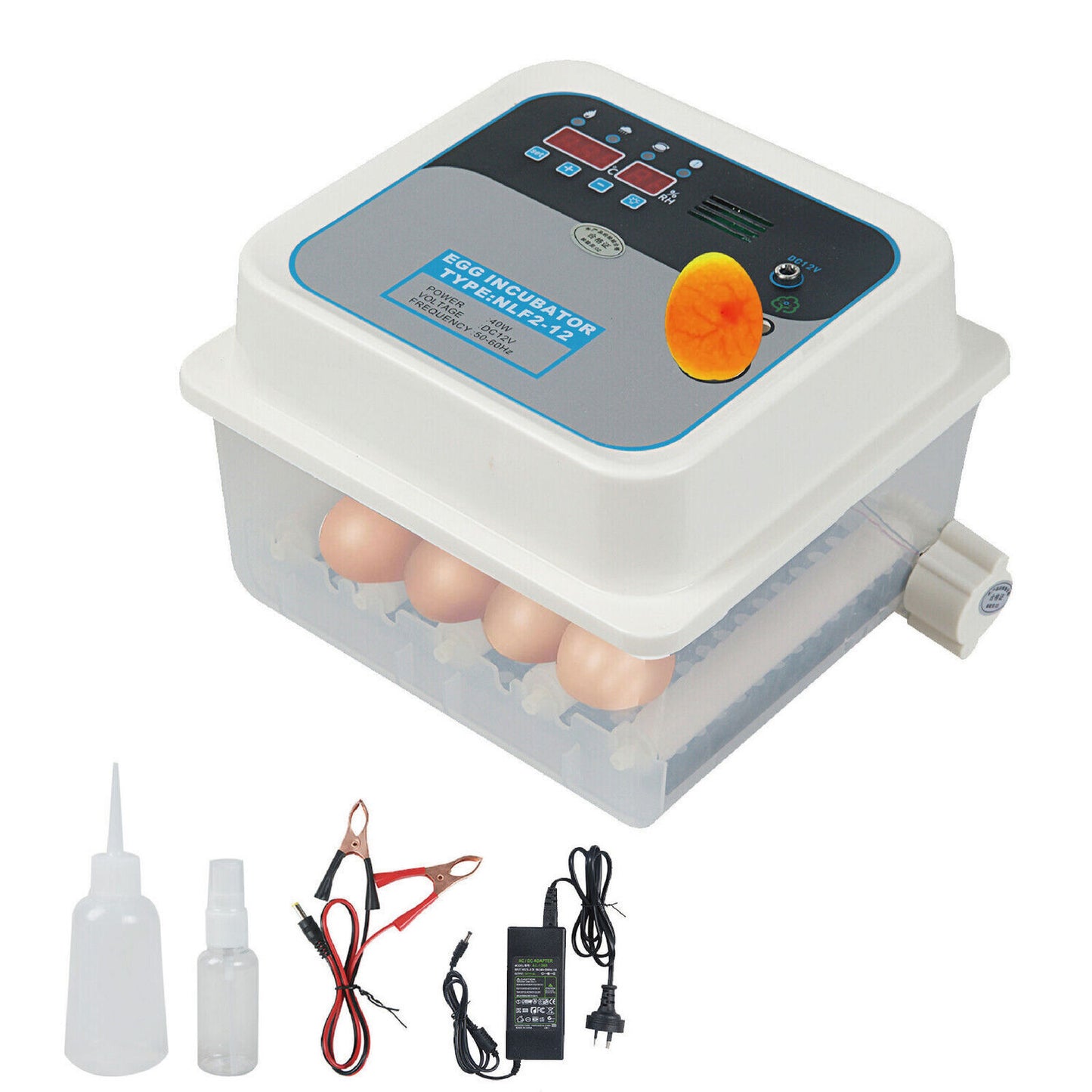 12/24 Egg Incubator Fully Automatic Digital Led Turning Chicken Eggs Poultry