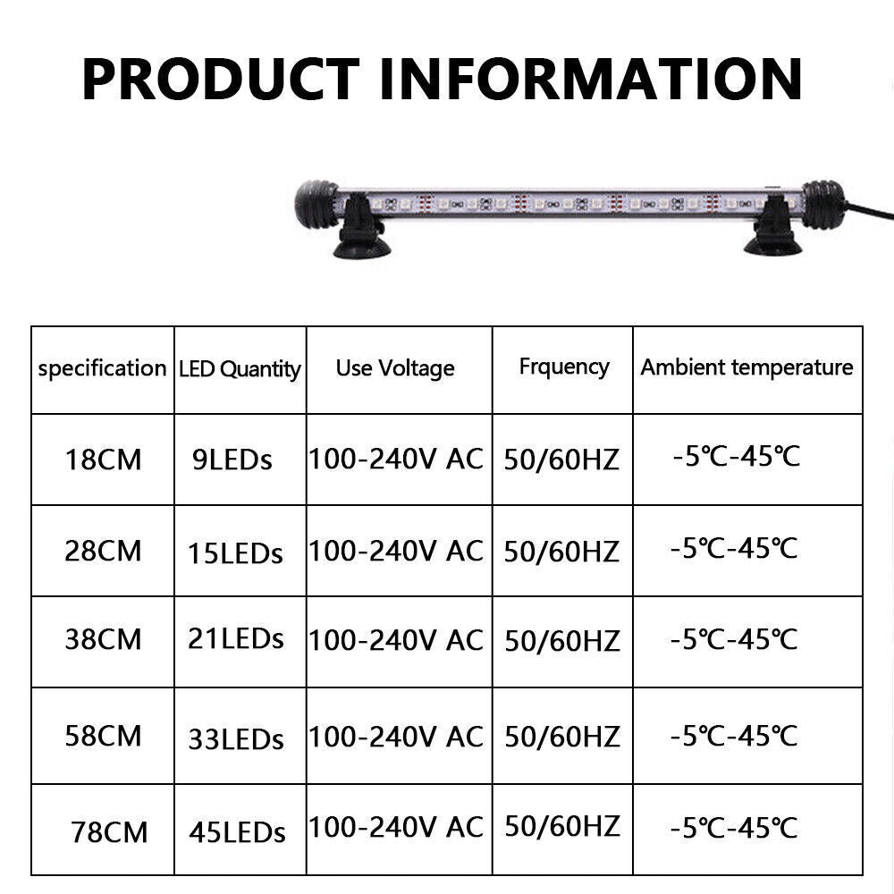 Aquarium Fish Tank Pond 5050 LED Strip RGB Lights Bar Lamp Submersible Light AU