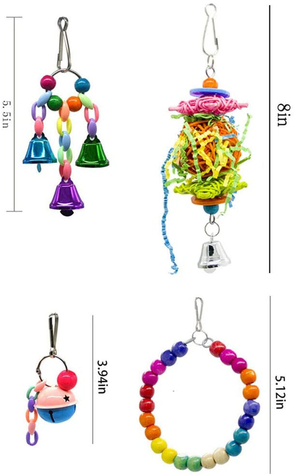 10X Pet Colorful Parrot Bird Rope Cage Perch Bungee Hanging Swing Ladder Toys AU
