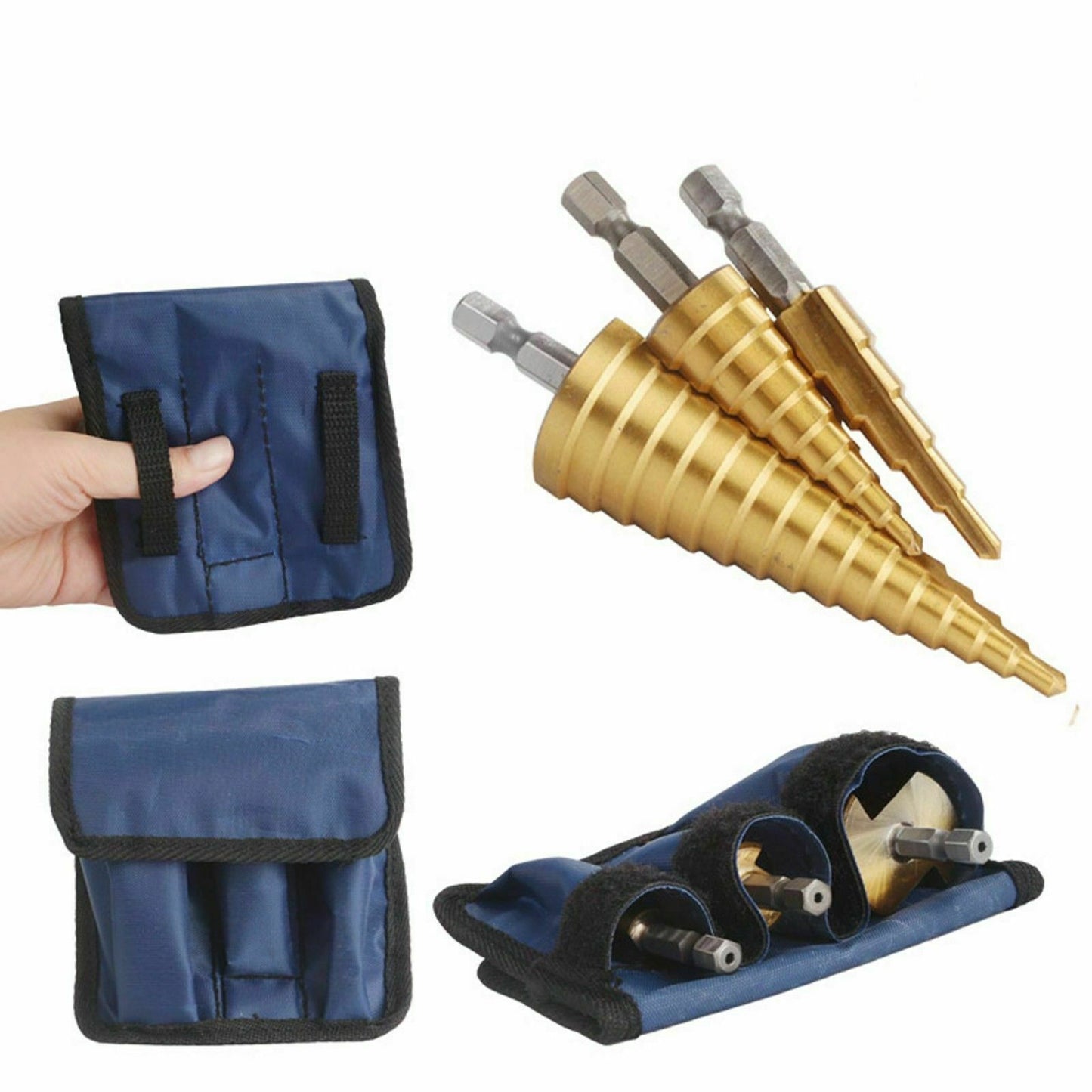 3Pcs Large HSS Speed Steel Step Cone Drill Titanium Bit Set Hole Cutter BIT