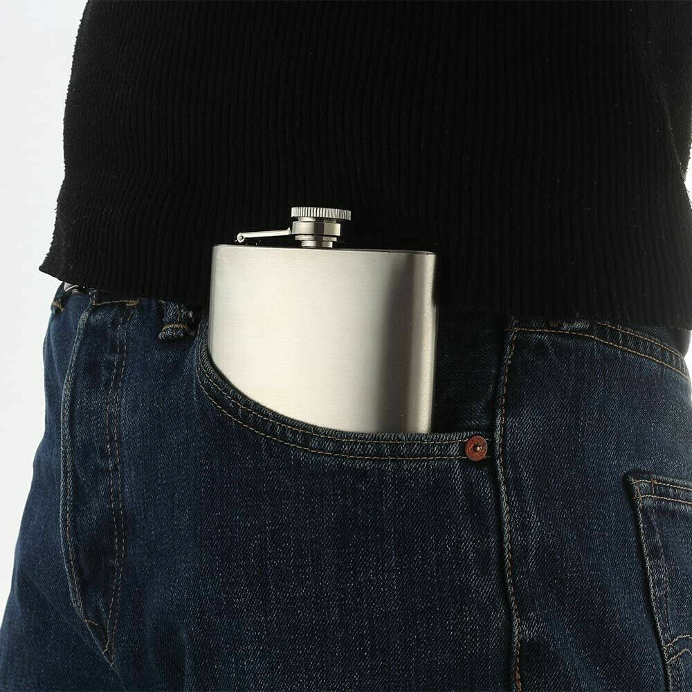 Stainless Steel Hip Liquor Whiskey Alcohol Flask Cap Pocket Wine Bottle 8-18oz