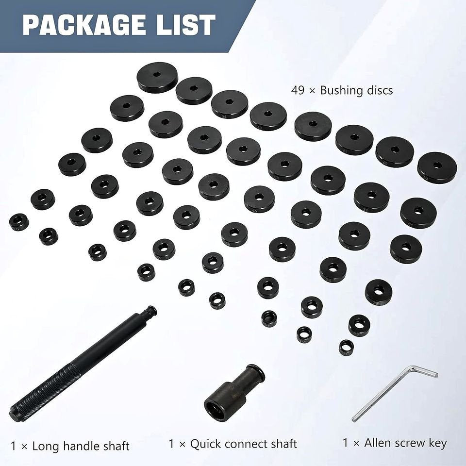 52PCs Custom Bushing Bearing Seal Driver Push Press Disc Tool Set kit 18mm-65mm