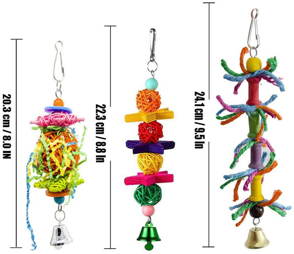 10X Pet Colorful Parrot Bird Rope Cage Perch Bungee Hanging Swing Ladder Toys AU