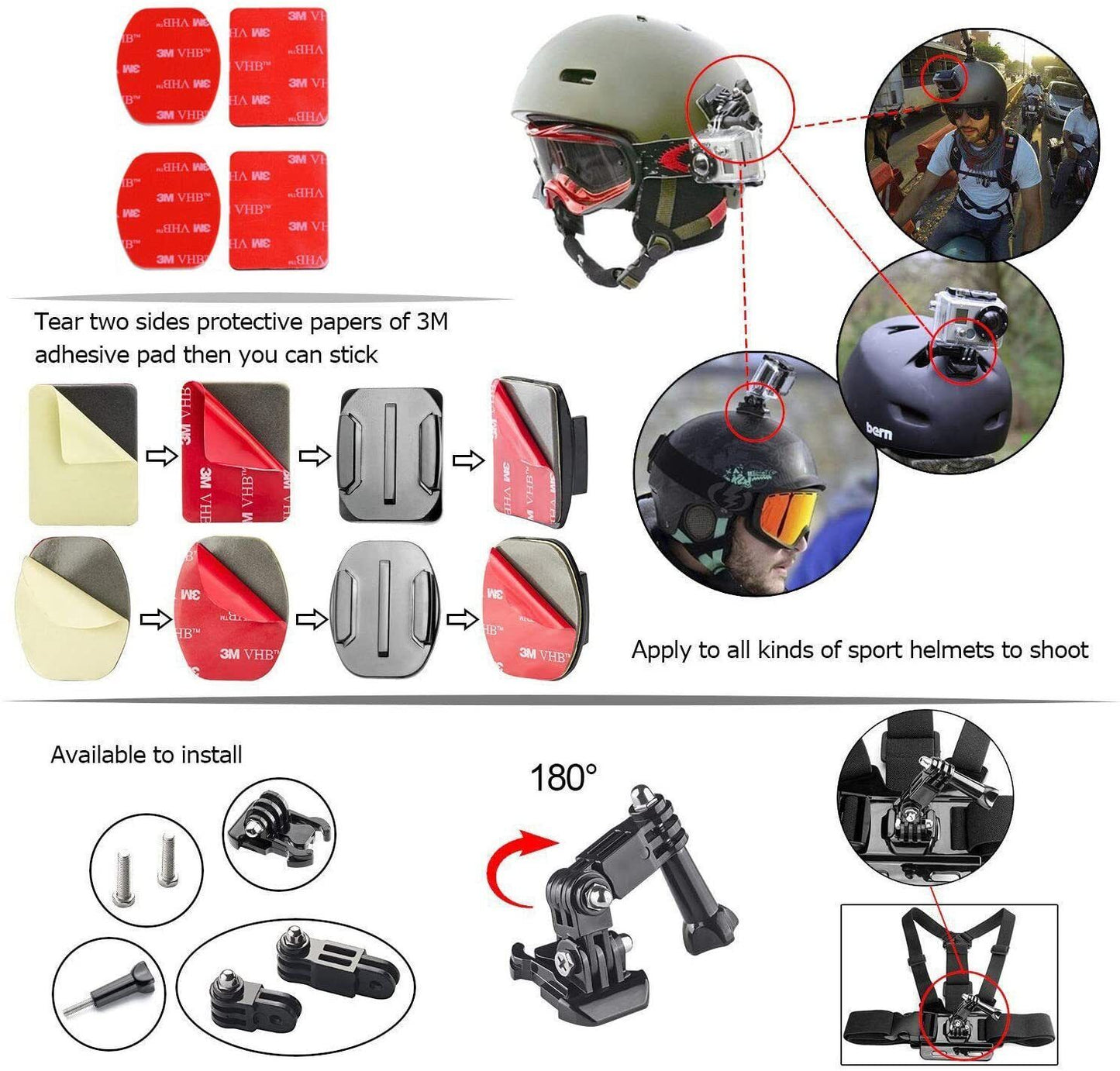 120pcs Accessories Pack Case Chest Head Float Monopod GoPro Hero 8 7 6 5 4 3+