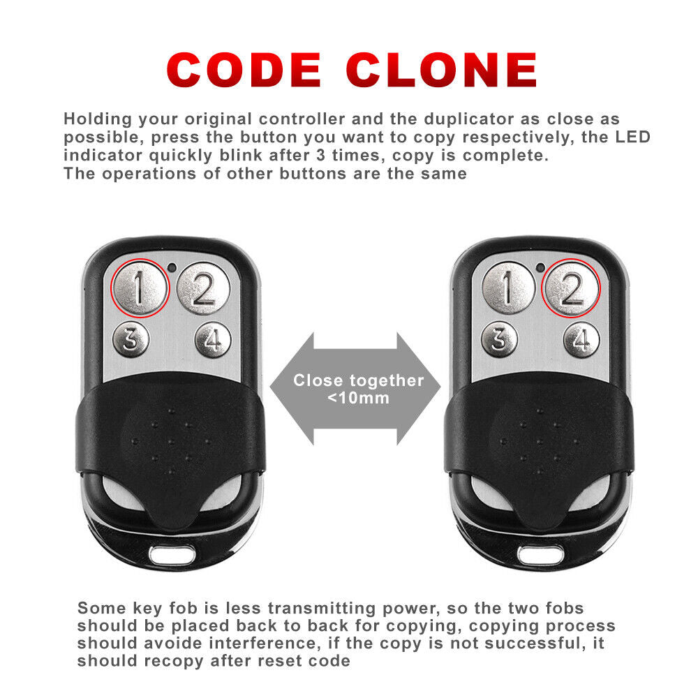 Universal Key Fob Remote Control Gate Garage Door Roller Shutter 433mhz