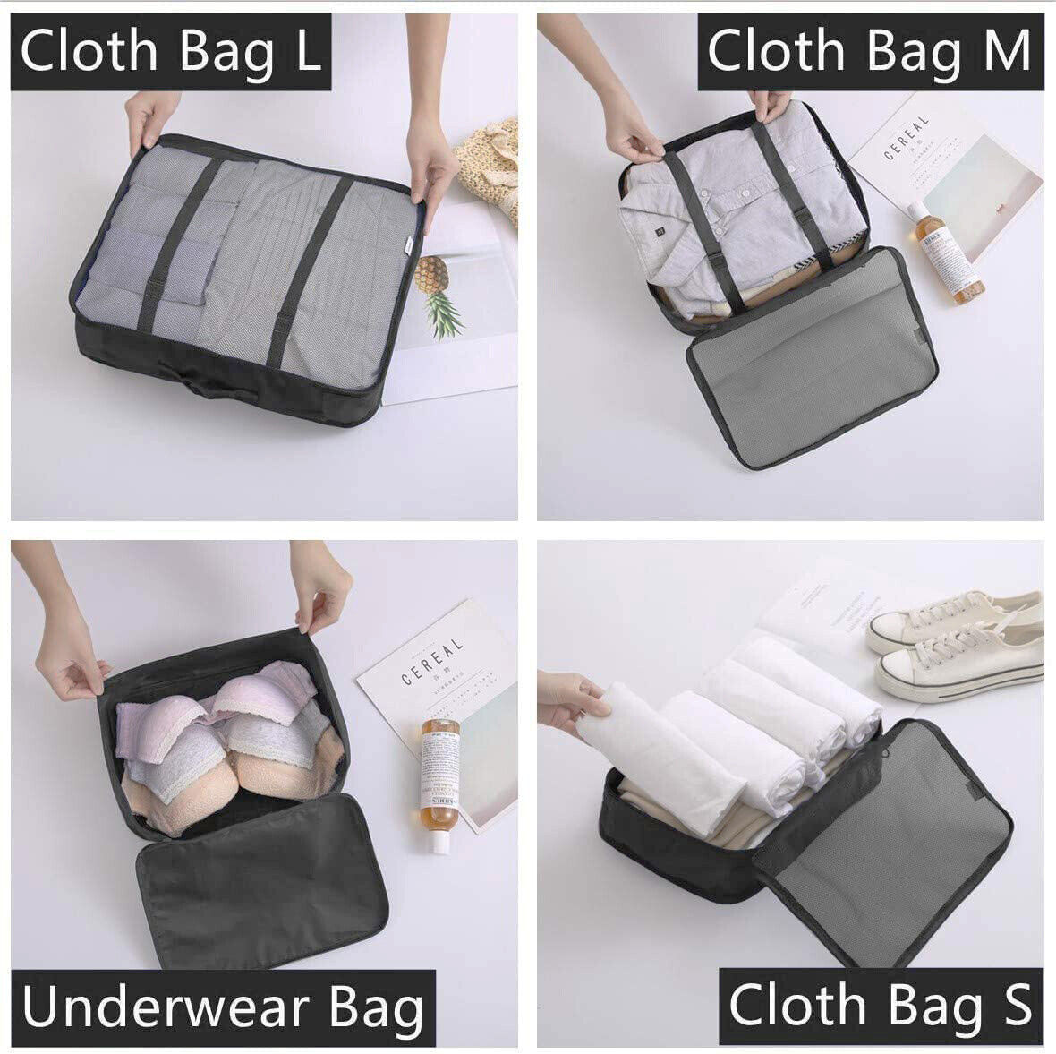 9 Packing Cubes Travel Pouches Luggage Organiser Clothes Suitcase Storage Bag AU