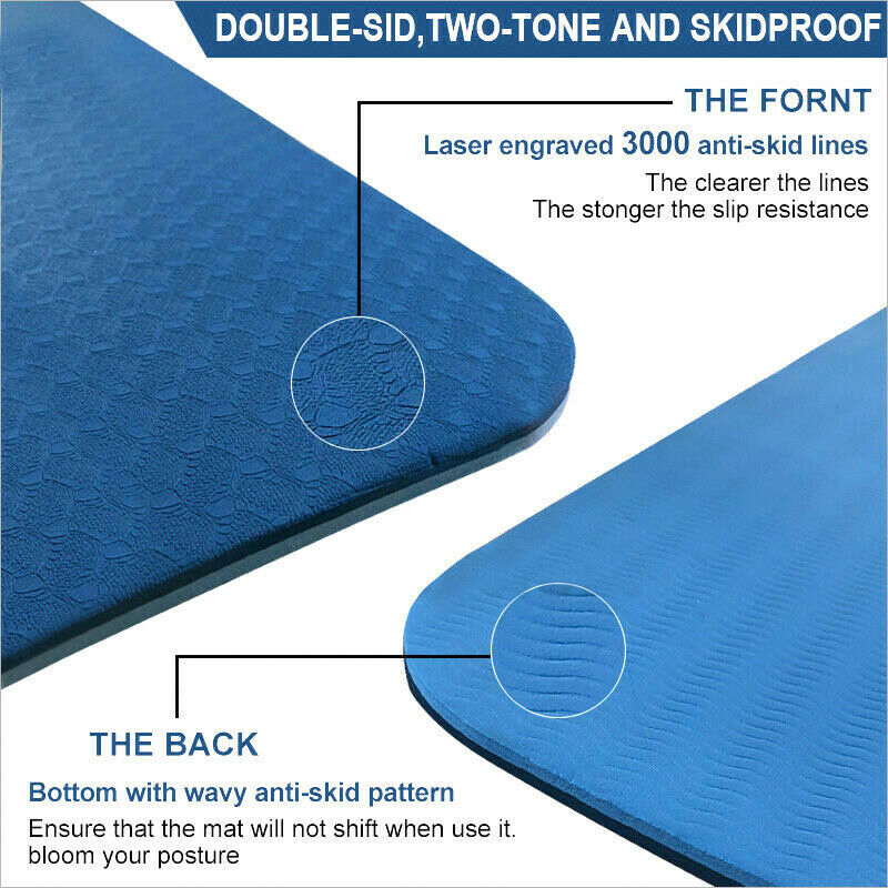 TPE Yoga Mat Eco Friendly Exercise Fitness Gym Pilates Non Slip Dual Layer AU