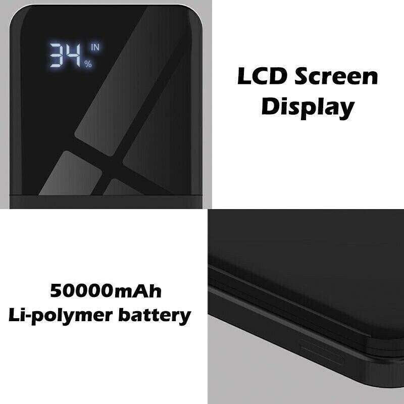 50000mAh Portable Power Bank Charger With LCD 2USB External Battery Pack AU