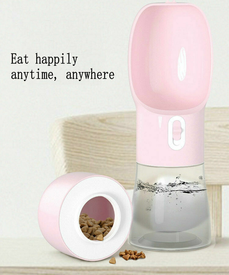 1X 2 IN 1 Portable Water/Food Feeder Bottle Pet Dog Cat Puppy Dispenser Travel