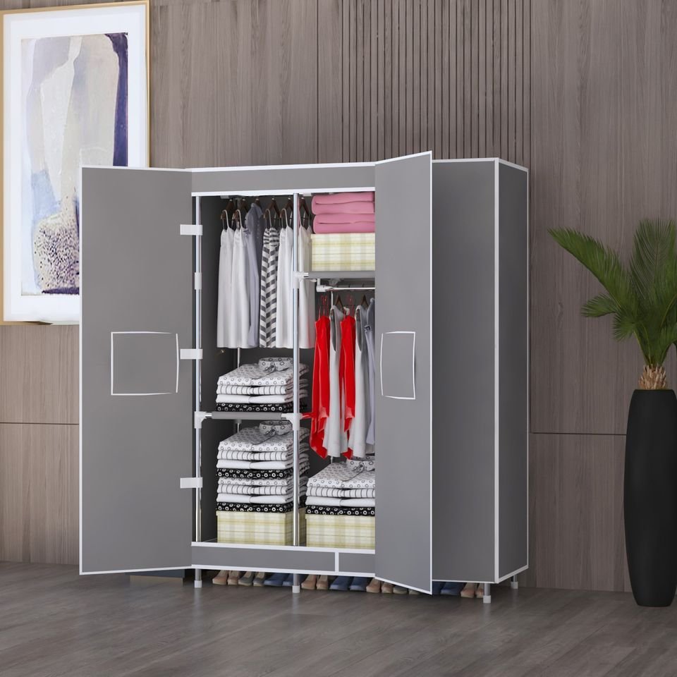 Wardrobe Three Door Nultifunctional Storage Folding Assembly Portable Closet