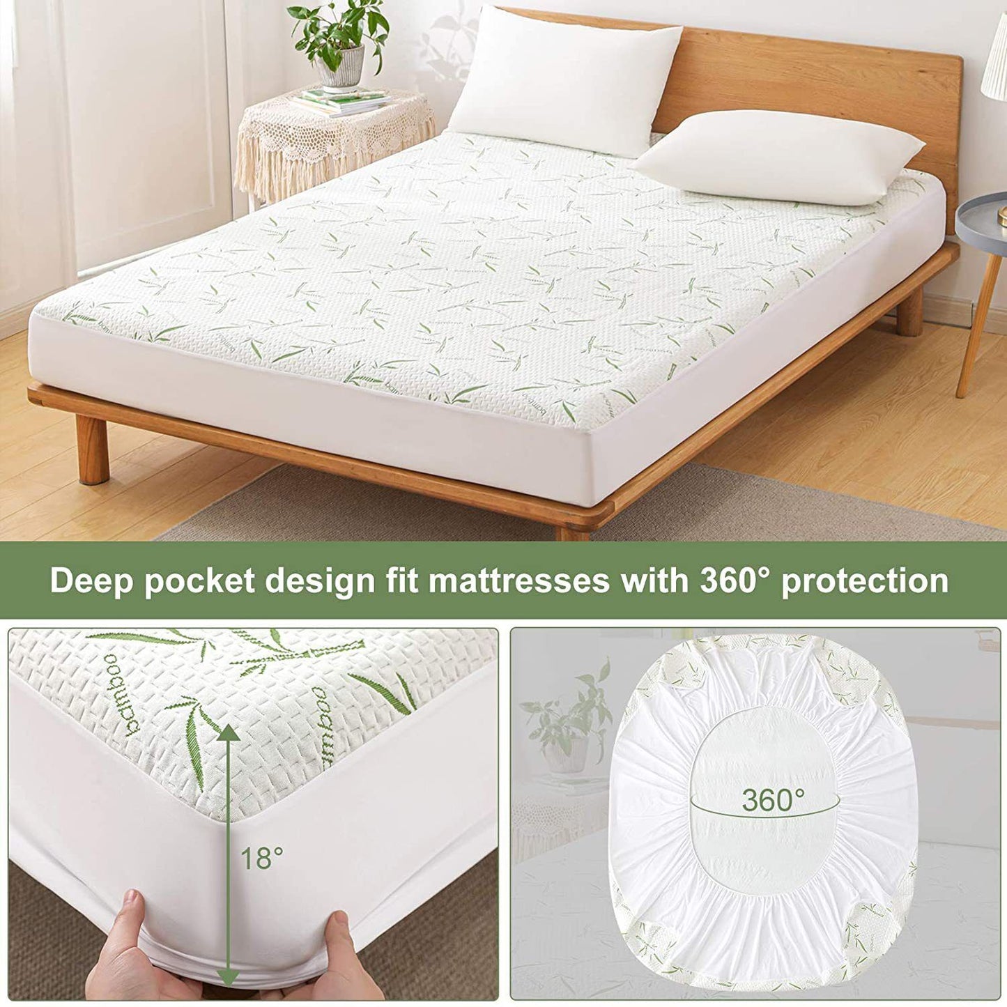 Bamboo Matress Waterproof Mattress Protector Bed Single King Queen Double NEW