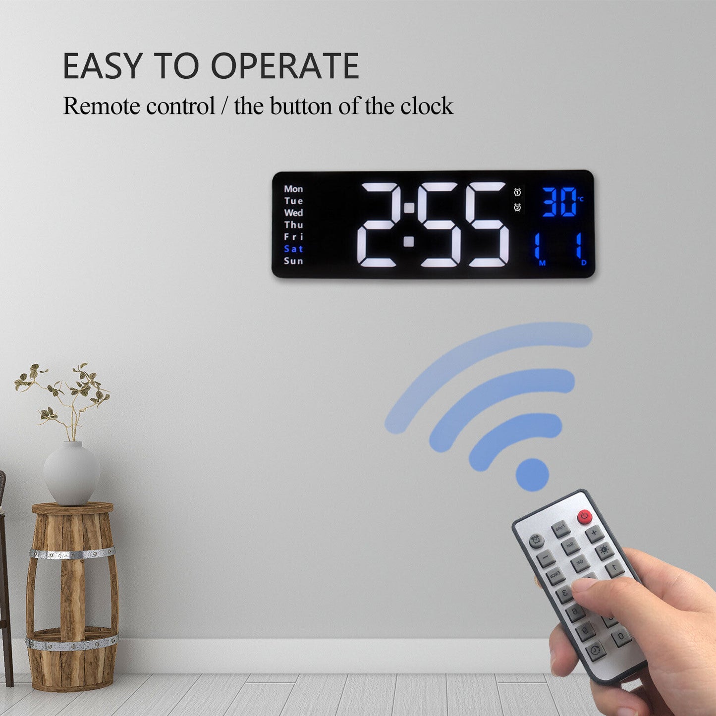 LED Large Big Jumbo Wall Desk Clock Digital Display With Calendar Temperature AU