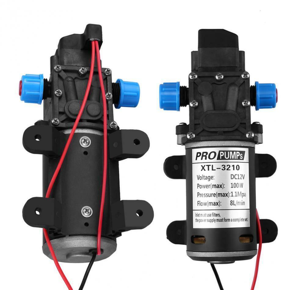 100W 12V 160PSI Pressure Water Pump 8L/Min Self-Priming Caravan Camping Boat AU