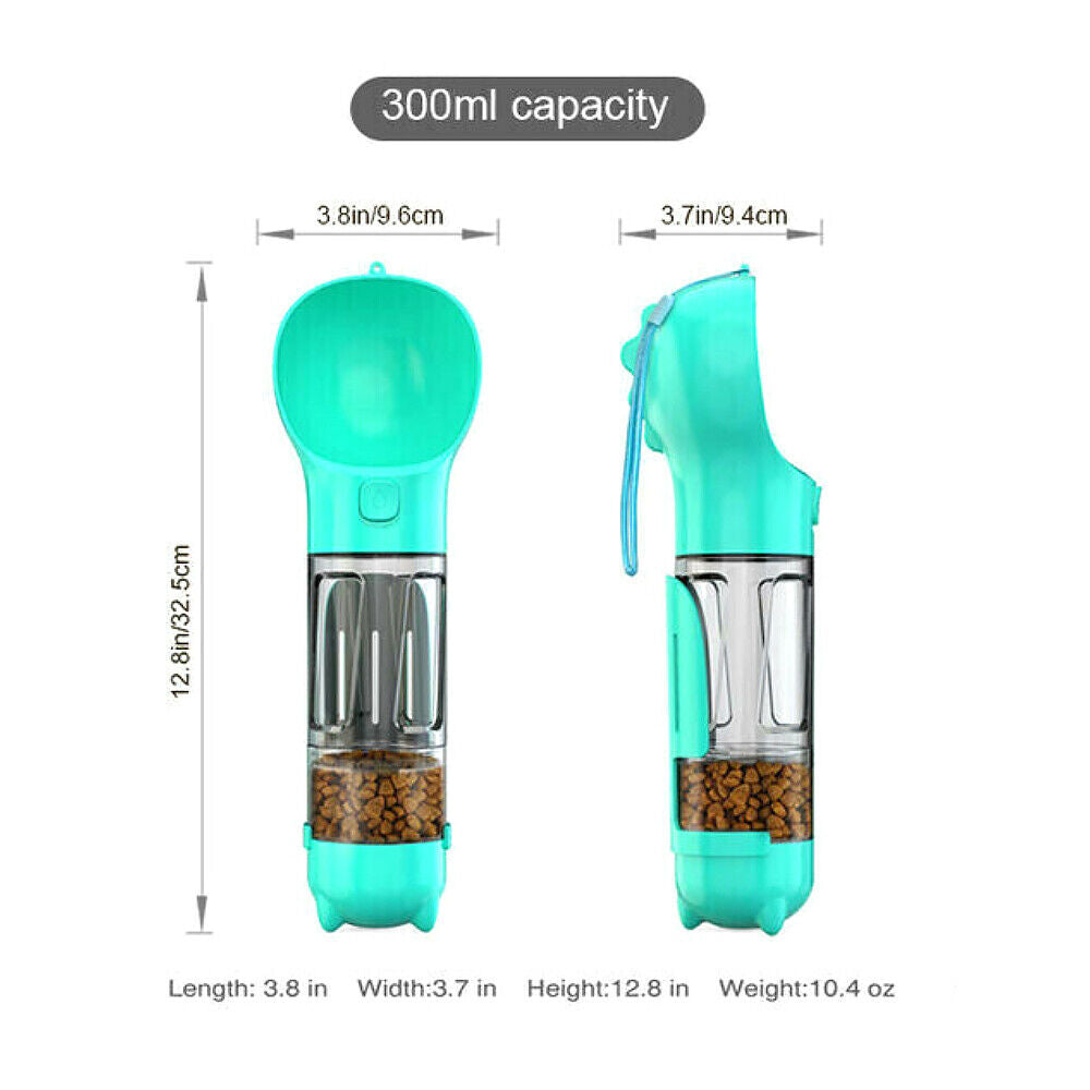 4 in1 Pet Feeder Puppy Dog Cat Water Bottle Cup Travel Pooper Scooper Outdoor