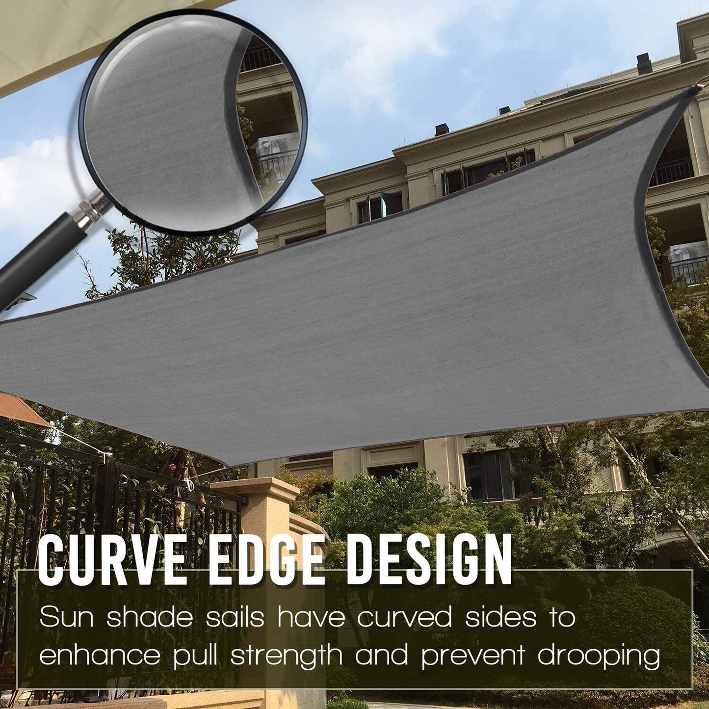 320GSM Sun Shade Sail Cloth Canopy Outdoor Awning Rectangle Square Grey Sand