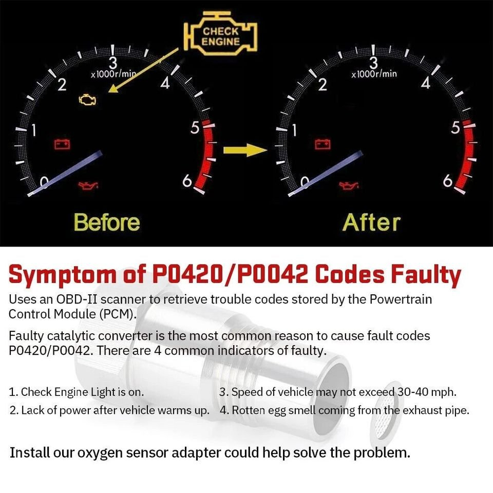 New 2pcs Oxygen O2 Sensor Spacer Adapter Catalytic Converter Fix Check Engine Light