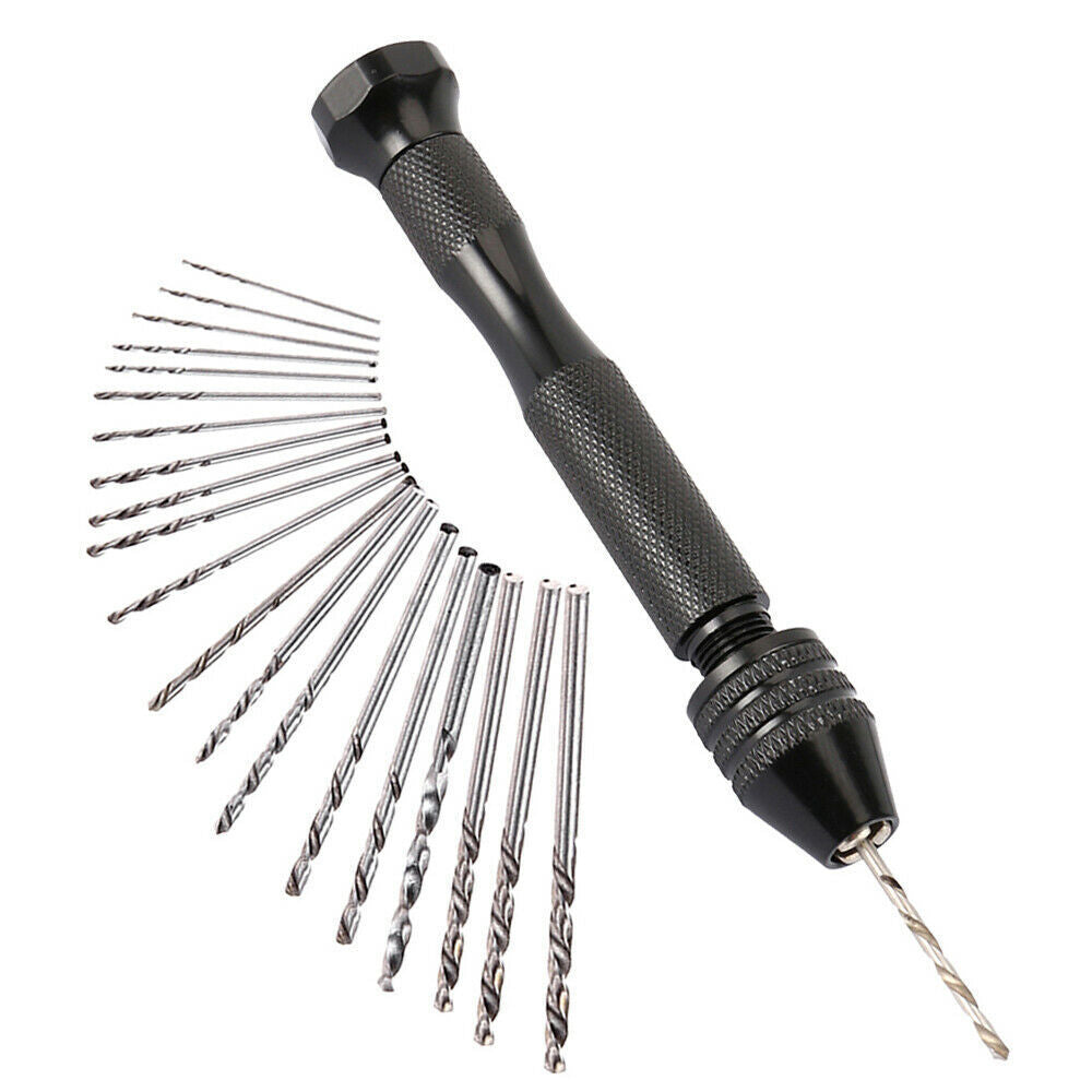 20/25PCS Mini hand drill Vise Hand Bits Twist Woodworking Set Precision Pin ausell