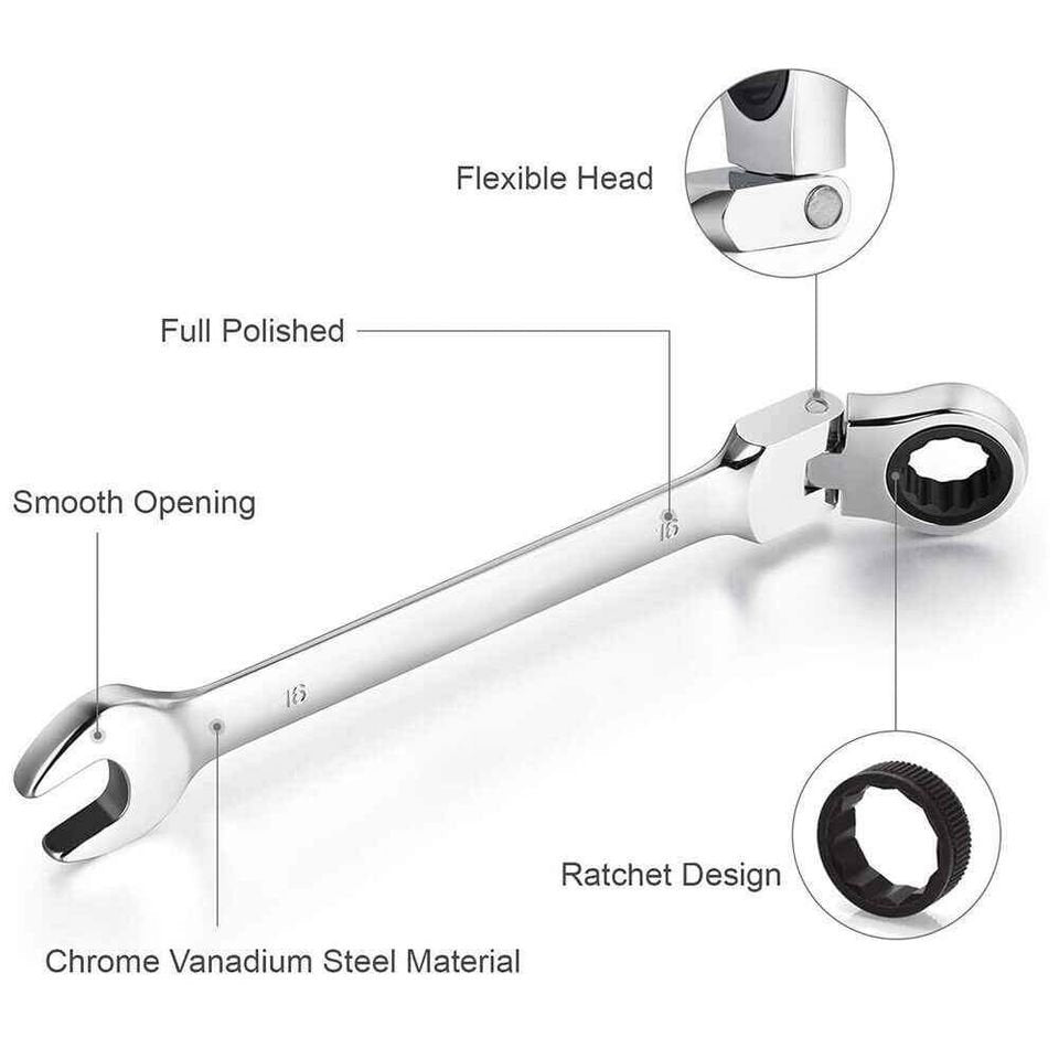 20-Piece SAE and Metric Ratcheting Combination Wrench Set