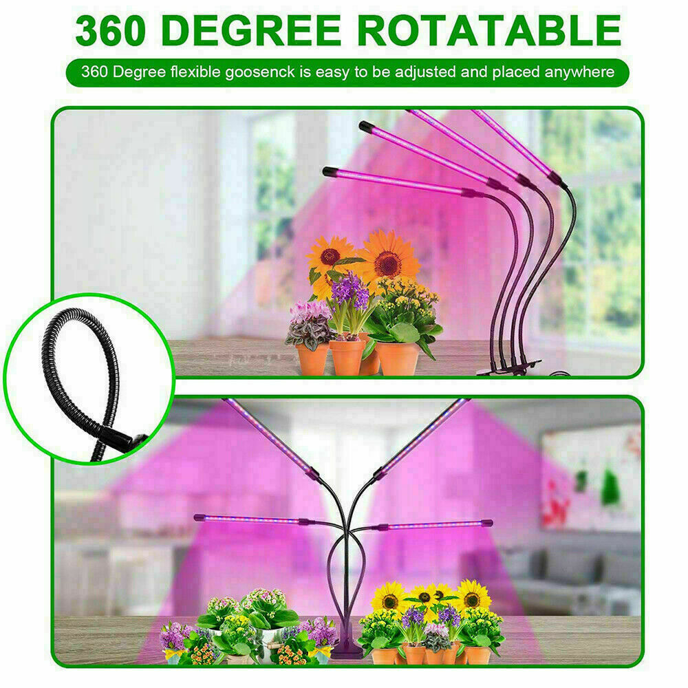 4 Head 80 LED Grow Light Growing Veg Flower Indoor Clip 40W Plant Lamp
