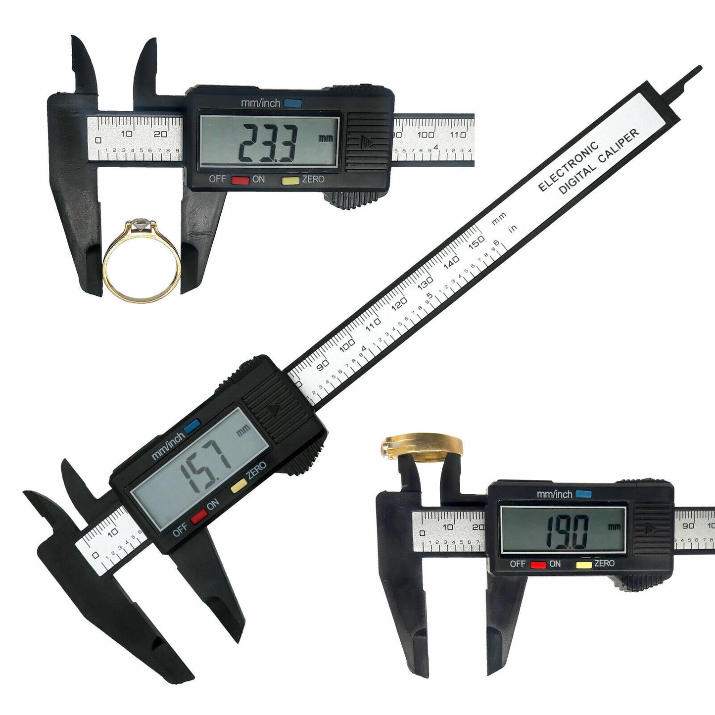 150mm 6'' Inch Electronic Digital Vernier Caliper Micrometer Gauge Carbon Fiber