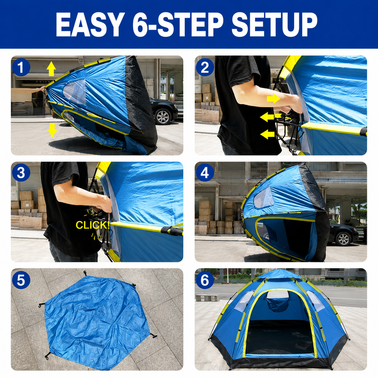 6 Person Instant Tent Pop-Up Camping Tent Set Hiking Fishing Up in Second Carry