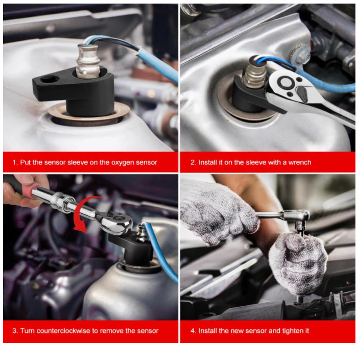 7-Piece Oxygen Sensor Socket Kit | Universal O2 Sensor Removal & Installation Tool Set | 22mm, 27mm, 29mm Sockets
