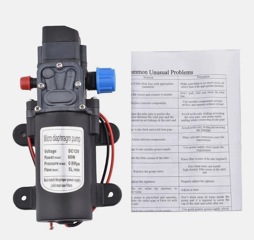 60W 12V 80PSI Water Pump High Pressure 5L/Min Self-Priming Caravan Camping Boat