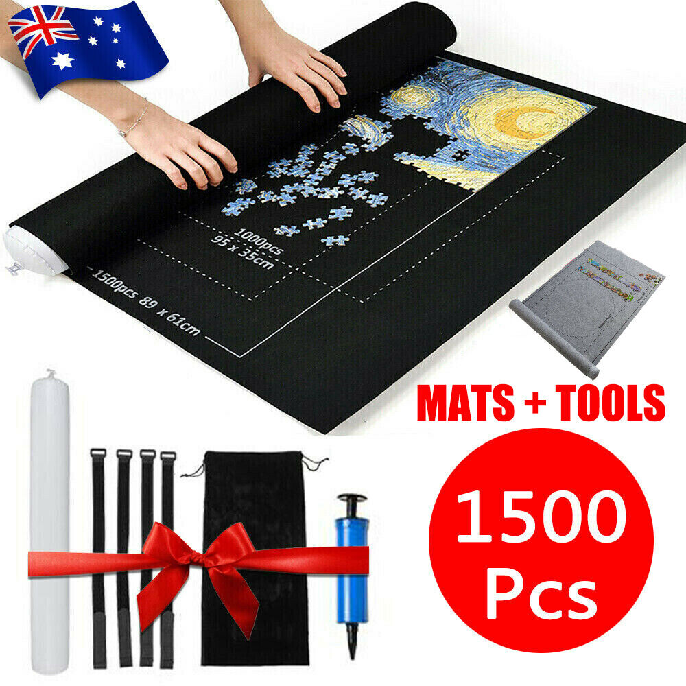 1500 PCS Jigsaw Puzzle Roll Mat Puzzle Storage Saver Pad Toys with Inflator Tool