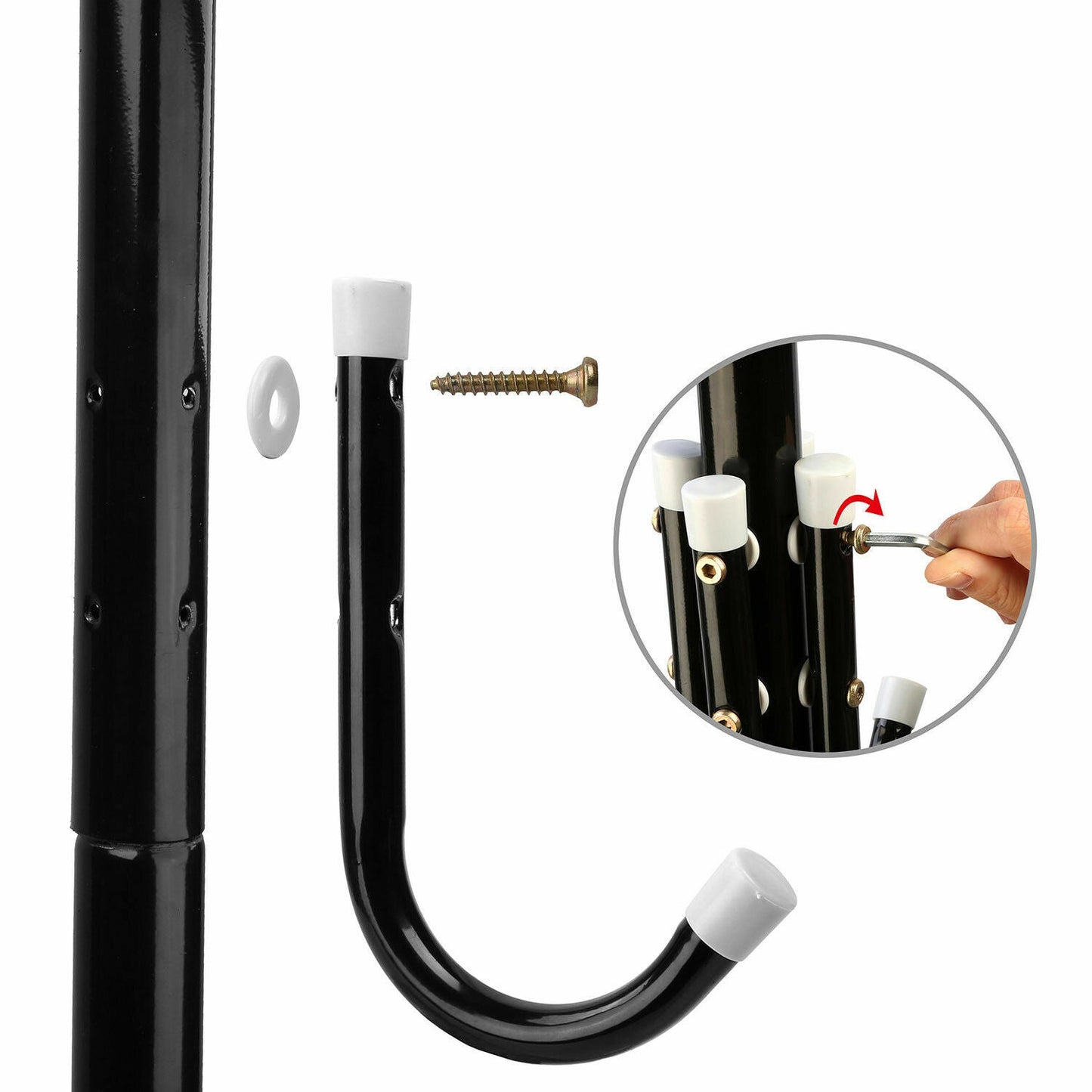 12 Hook Coat Hanger Stand 3-Tier Hat Clothes Rack Metal Tree Style Storage Black