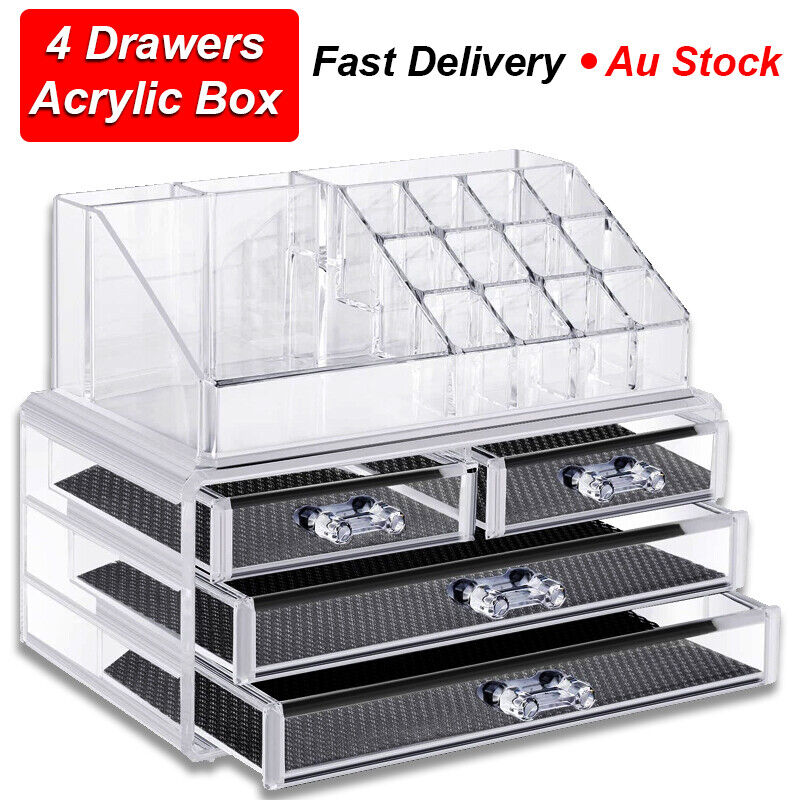Cosmetic 4 Clear Drawer Acrylic Box Organizer Storage Jewellery Makeup Holder