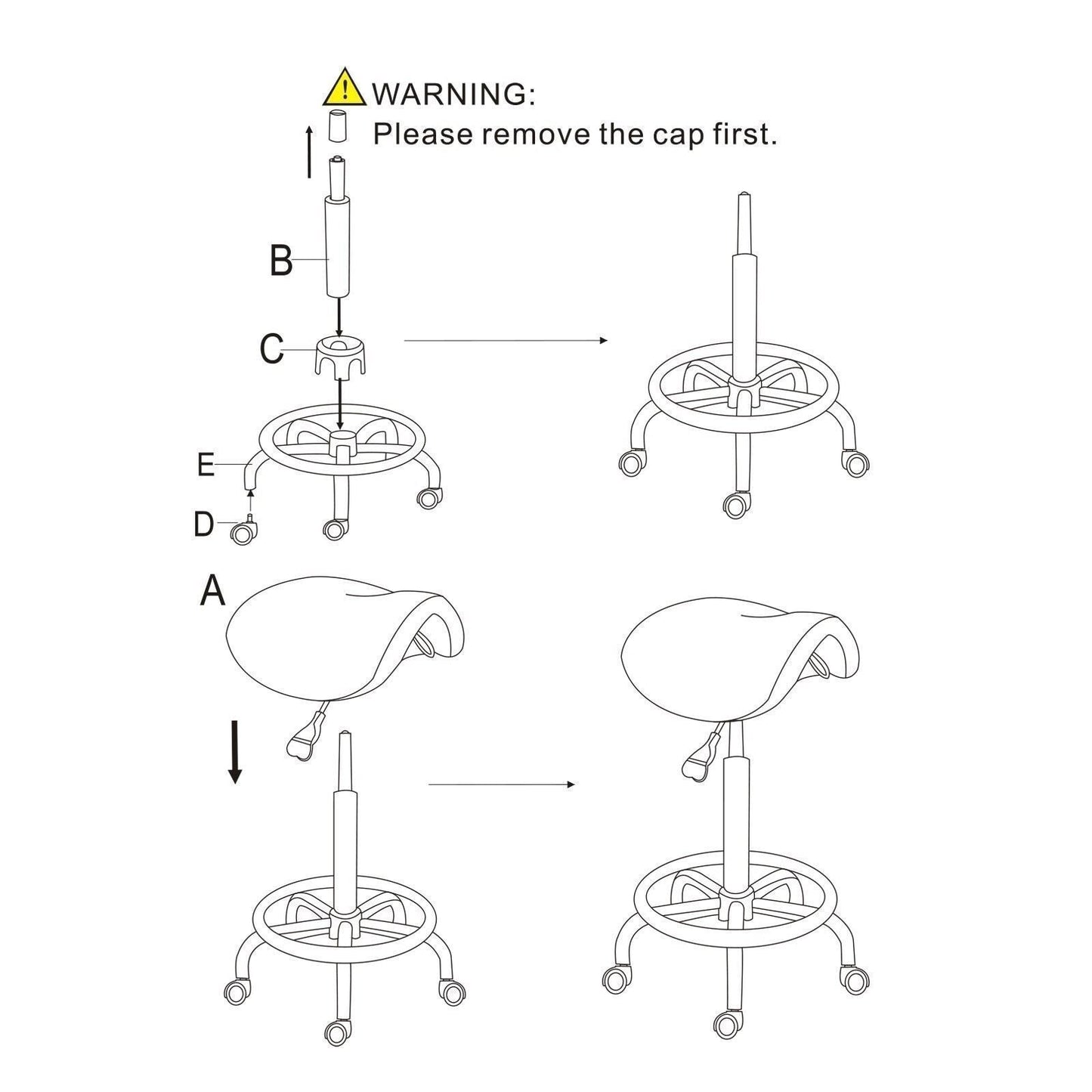 Saddle Salon Stool Rolling Chair Adjustable Swivel Massage Spa Seat Hydraulic
