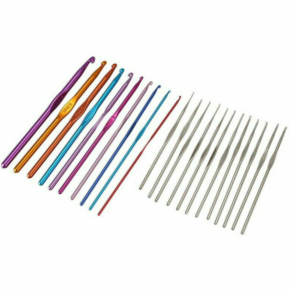 Aluminum Crochet Hooks Kit 124PCS Weave Yarn Knitting Needles Sewing Tools Case