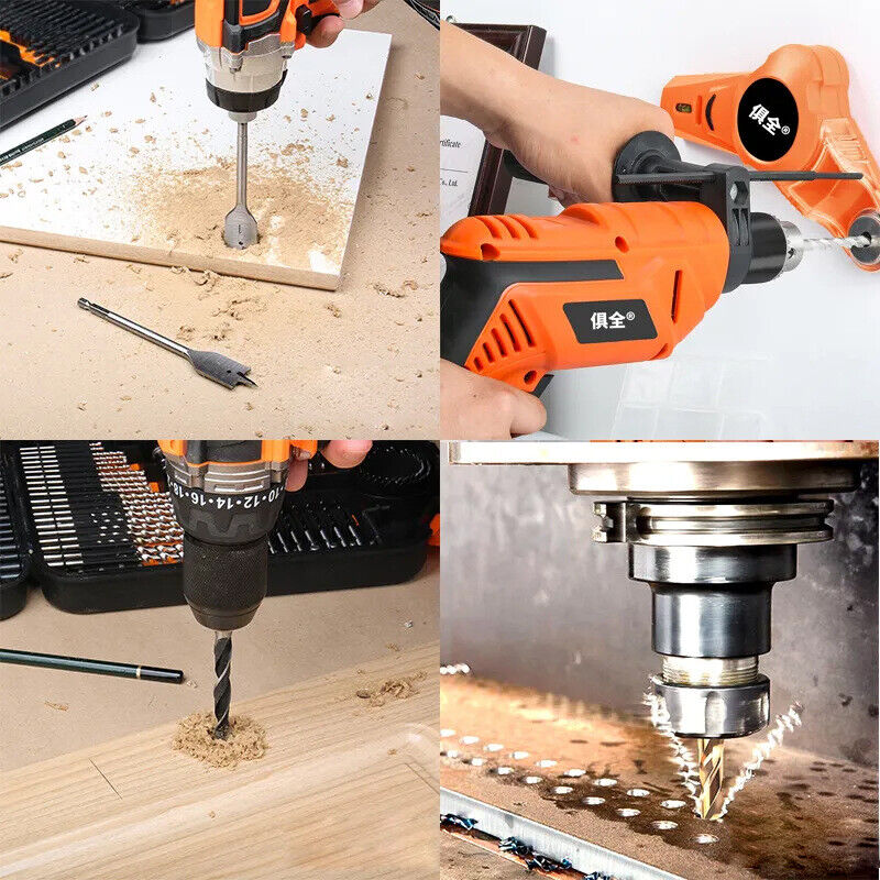 101Pc Combination Drill Bits Set Wood Hole Saw Metal Cement Screwdriver Drilling