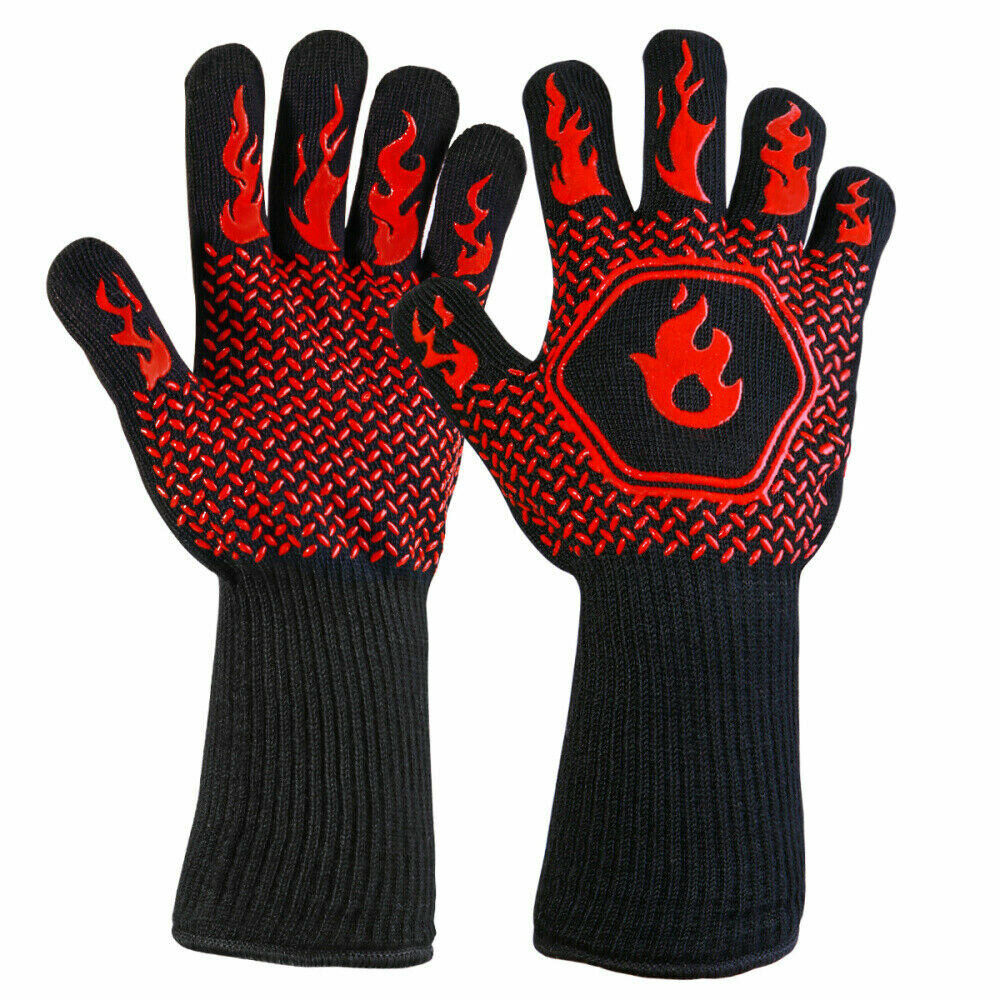 2x Heat Proof Resistant Oven BBQ Gloves Kitchen Cooking Silicone Mitt