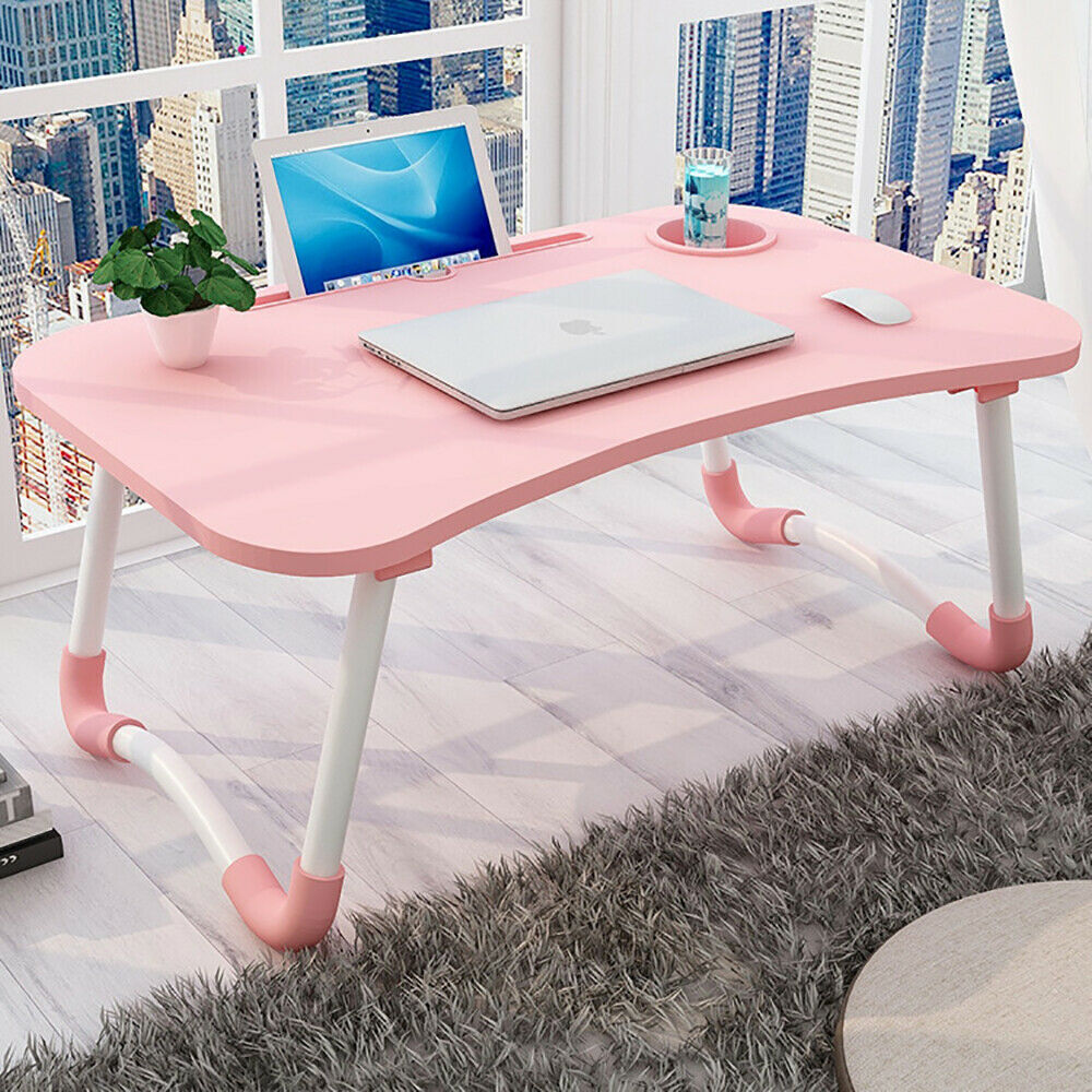Laptop Stand Table Foldable Desk Computer Study Bed Adjustable Portable Cup Slot