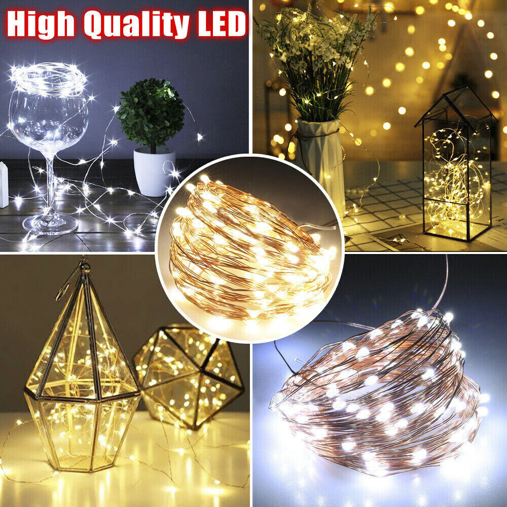 2M 20LED Battery Powered String Fairy Lights Copper Wire Waterproof Xmas Decor (Cool White)