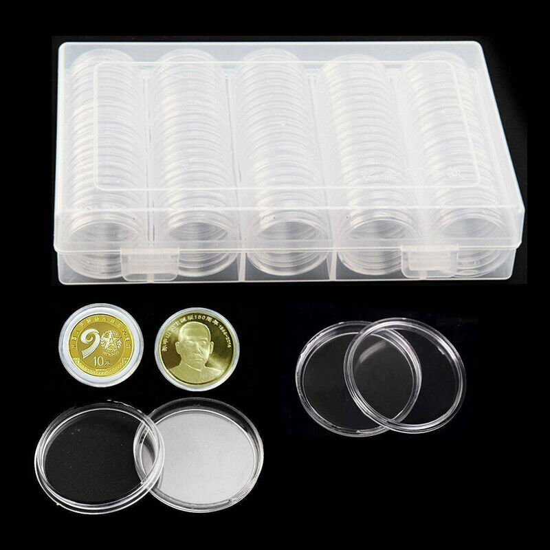 100PCS Australian Coin Collection Round Storage Cases Capsules Holder Album NEW