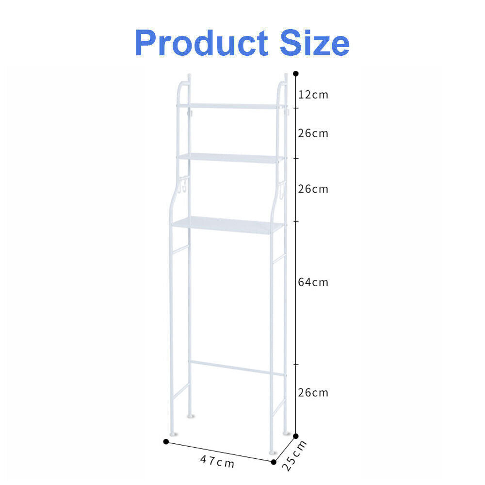 3 Tiers Toilet Shelf Bathroom Rack Over Laundry Washing Machine Storage Shelves