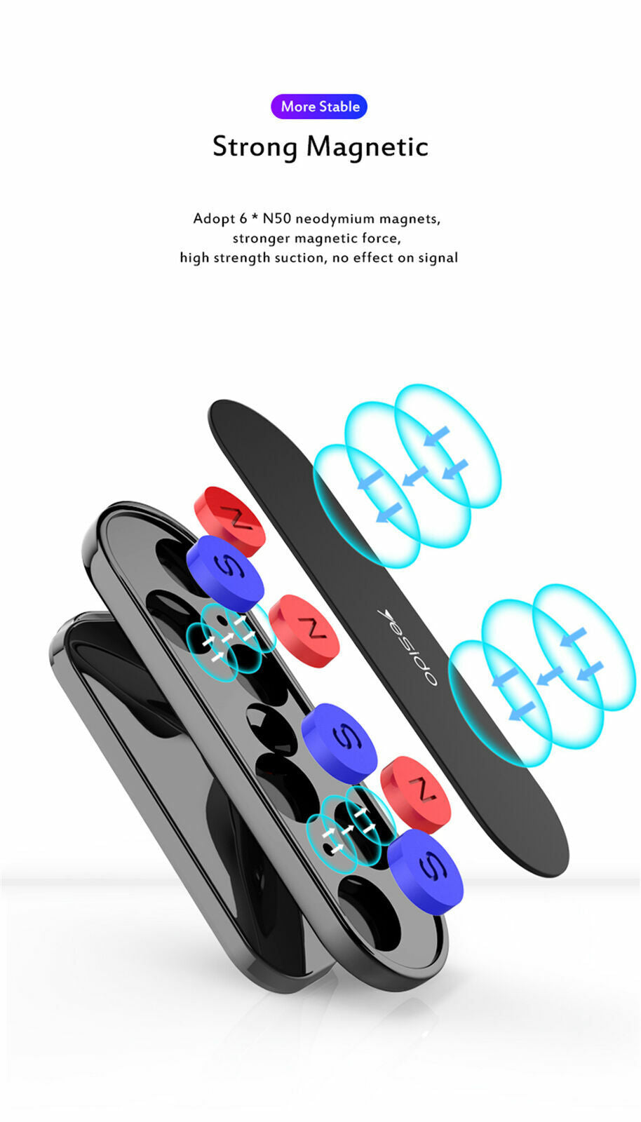 360¡ã Rotate Universal Magnetic Car Mount Dash Phone Holder for iPhone Galaxy GPS