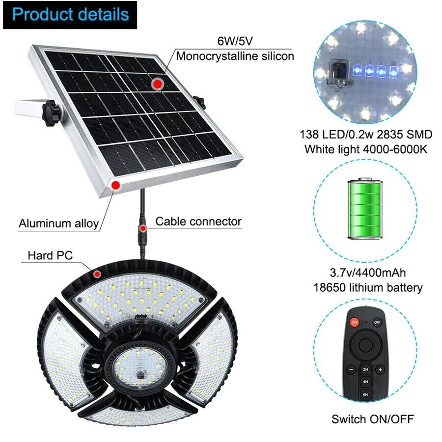 136 LED Solar Light Indoor Outdoor Hanging Pendant Garden Yard Tent Shed Lamp AU