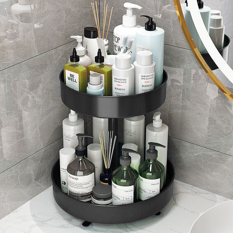 2 Tier Lazy Susan 360¡ã Rotate Cabinet Bathroom Organizer Turntable shelf AU