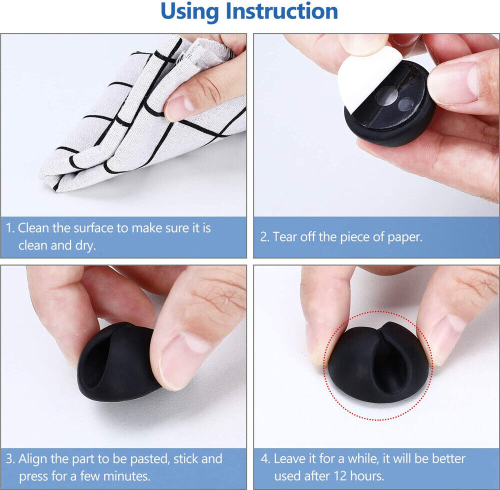 6 PCS Cable Clips Management Holder Cord Wire Line Organizer Self-Adhesive AU