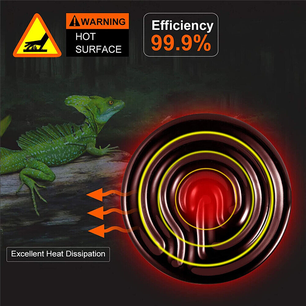 Infrared Ceramic Heat Lamp Bulb Reptile Pet Chicken Snake Brooder Home Incubator