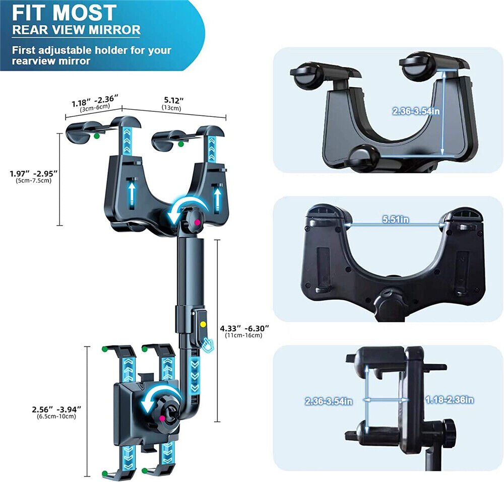 360¡ãCar Rear View Mirror Mount Holder Retratable GPS Stand Universal for iPhone
