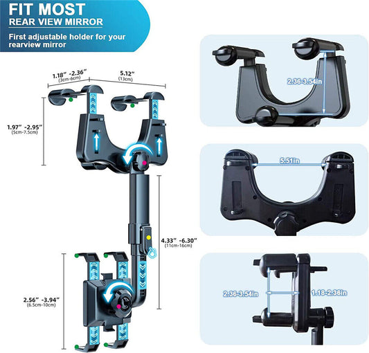 360¡ãCar Rear View Mirror Mount Holder Retratable GPS Stand Universal for iPhone