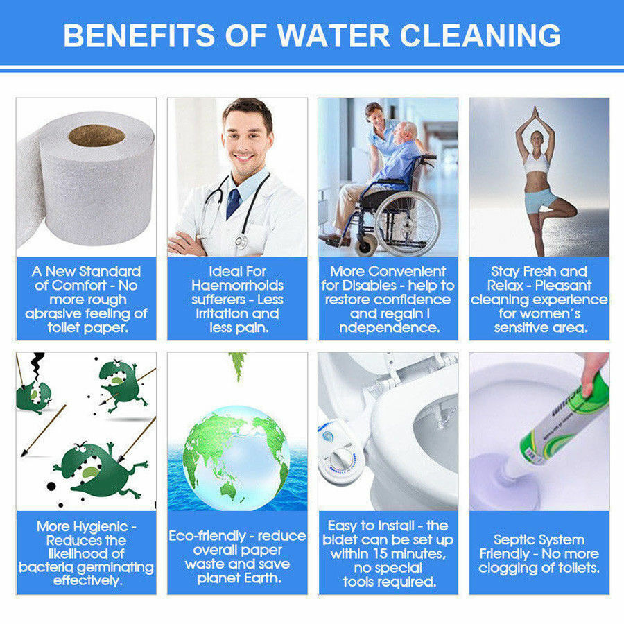 Hygiene Water Wash Clean Unisex Easy Toilet Bidet Seat Attachment Upgrade