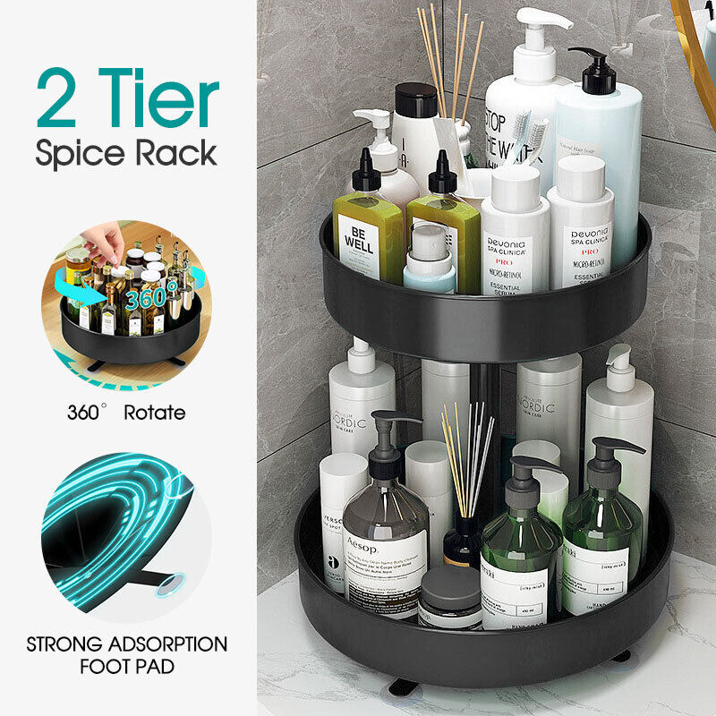 2 Tier Lazy Susan 360¡ã Rotate Cabinet Bathroom Organizer Turntable shelf AU